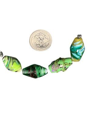 Handcrafted Lampwork Glass Beads Mixed Colors Green Yellow Swirls Jewelry Making